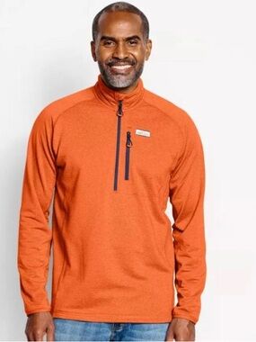 Orvis Men's Performance 1/4-Zip Fleece Jacket in Orange
